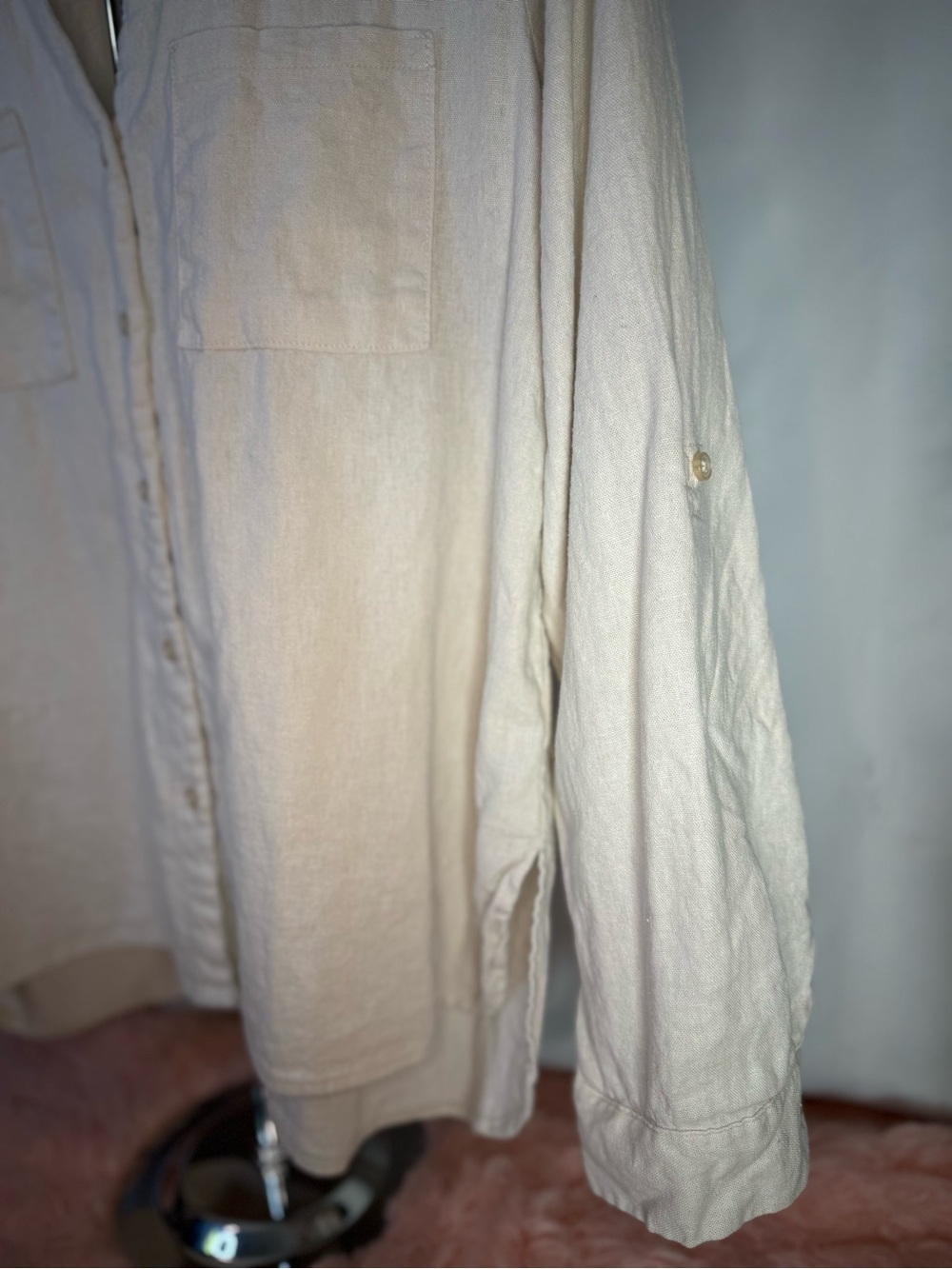 Nine West Cream Button-Up Linen Blouse Size M - Picture 4 of 6